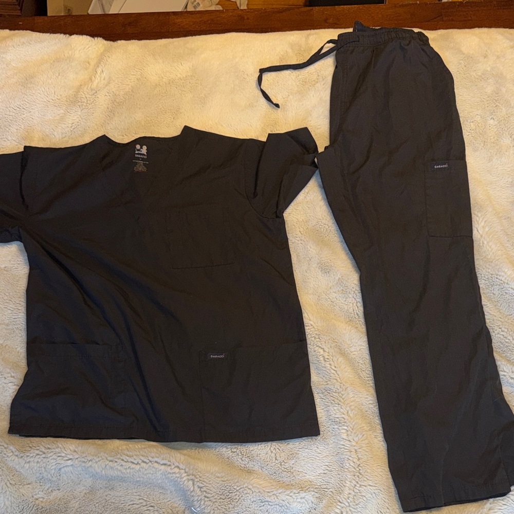 Womans Dagacci Black Scrub Set